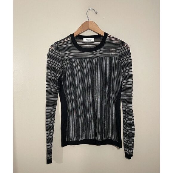 Revolve Bailey 44 Two Way Street‎ Top Women’s Small Sheer Stripe Black - Picture 4 of 8